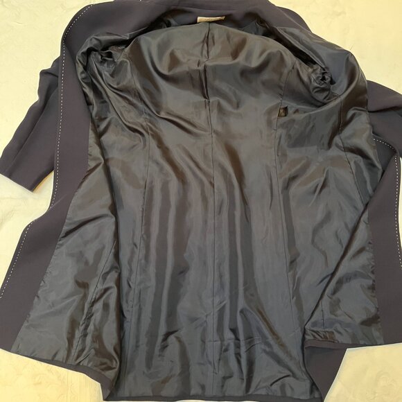 TAHARI ARTHUR S LEVINE Size 12  Navy Dark BLUE LONG JACKET COAT - Picture 5 of 9